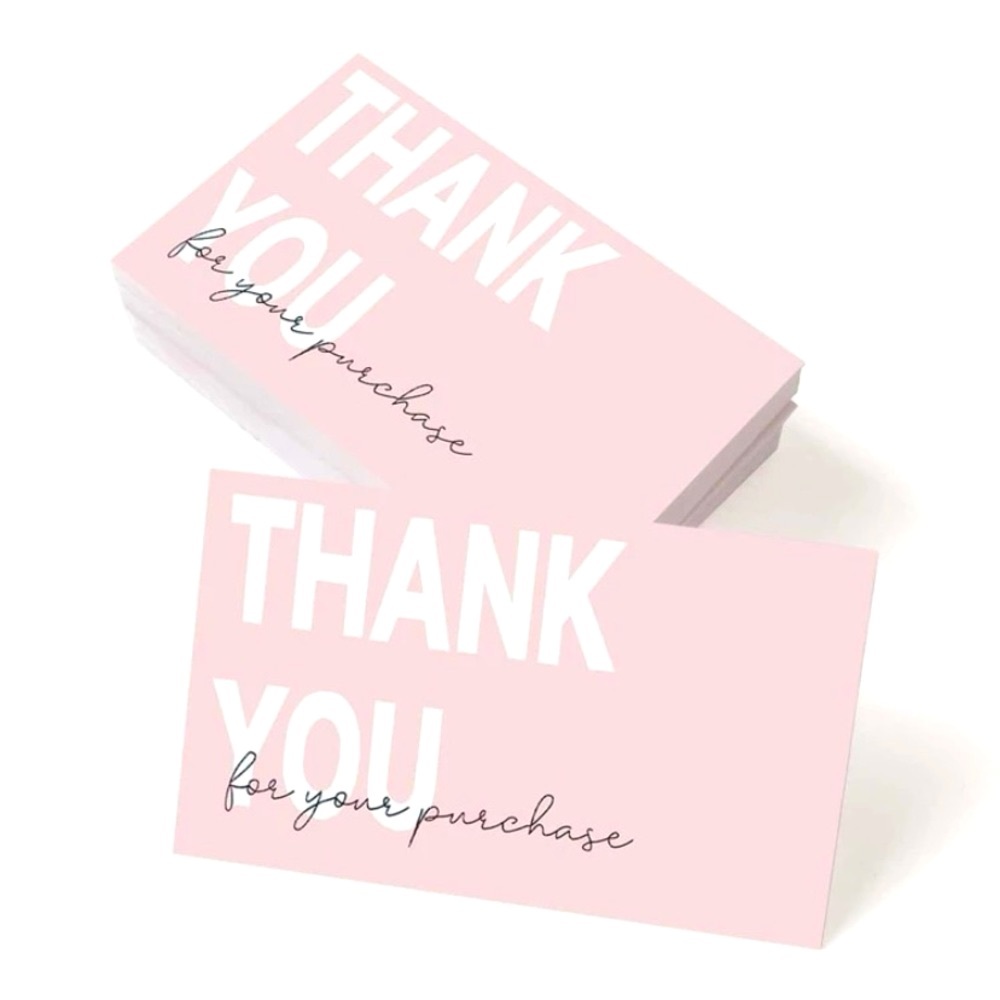 25 PK Pink Thank You for Your Purchase Cards - Picture 1 of 5